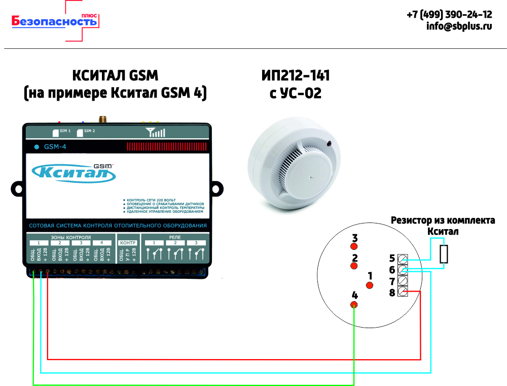 ИП 212-141 схема модключения к Кситал GSM